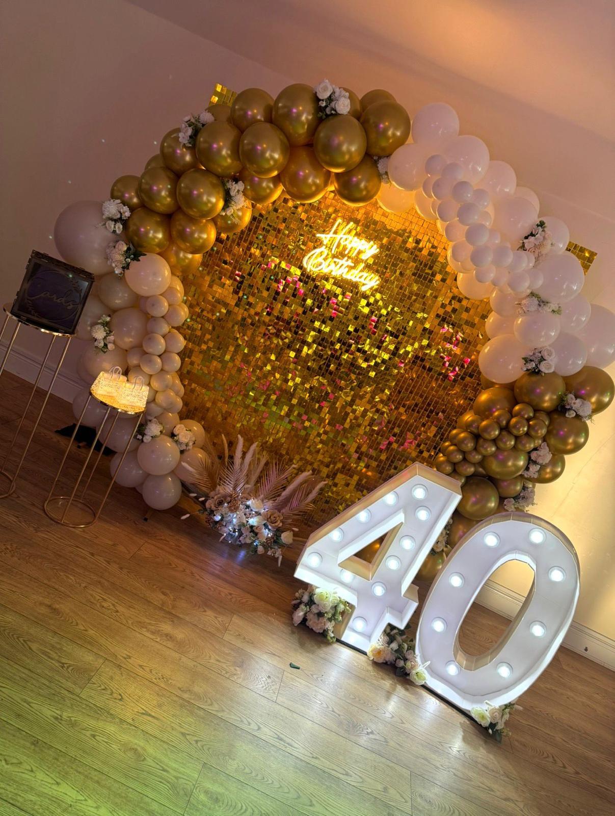 40th birthday party set up in the function room